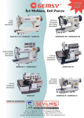 SEViLMi SANAYi DiKi MAKiNALARI VE TiC. LTD. Ti. - Sanayi diki makinalarI,  sanayi diki makineleri,  Gemsy,  Broer,  Juki,  Eastman,  KM OctaSue Lee
