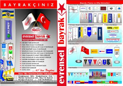 BAYRAK RETiMi, TRK BAYRAKLARI, FiRMA BAYRAKLARI, SPOR KULPLERi, BELEDiYELER, OKUL FLAMALARI, DiJi