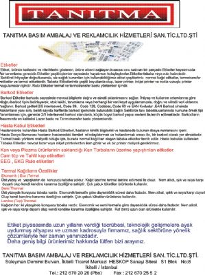 TANITMA BASIM,AMBALAJ VE REKLAMCILIK HiZMETLERi SAN.TiC.LTD.şTi - 