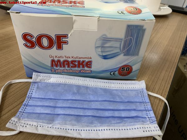 sof maske - �malattan ihracat i�in sat�l�k Tek kullan�mml�k 3 katl� g�nl�k maskeler!  !  <BR><BR>Tek kullan�ml�k