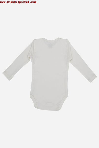 %100 Organik Pamuk Beyaz Bebek Uzun Kollu ttl Zbn Body Toptan reticisi Ve Satcsyz.