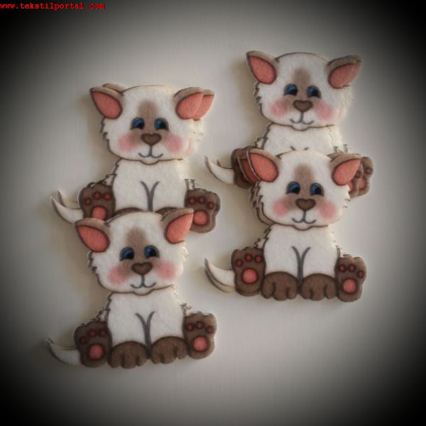 kedi desenli ke�e,ke�e aplike