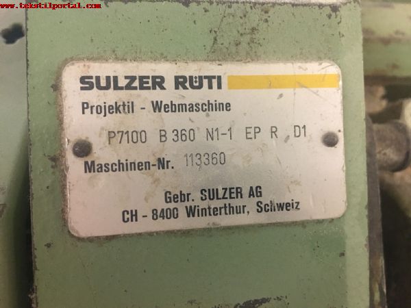 Satlk 360 cm Sulzer Dokuma makinei, Sulzer P7100 dokuma makineleri, Sulzer P7100 Eksantrikli dokuma makineleri,