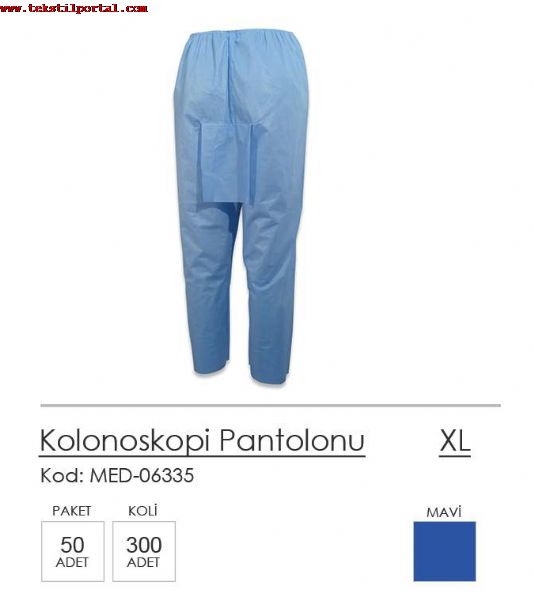 MEDICAL PRODUCTS FROM PRODUCER,  DISPOSABLE COLONOSCOPY PANTS<br><br>We are a manufacturer of disposable quality colonoscopy pants<br>
Our products are of high quality and good prices<br>
Colonoscopy Pants (50 Pieces)<br>
Colonoscopy Pants (300 Pieces)