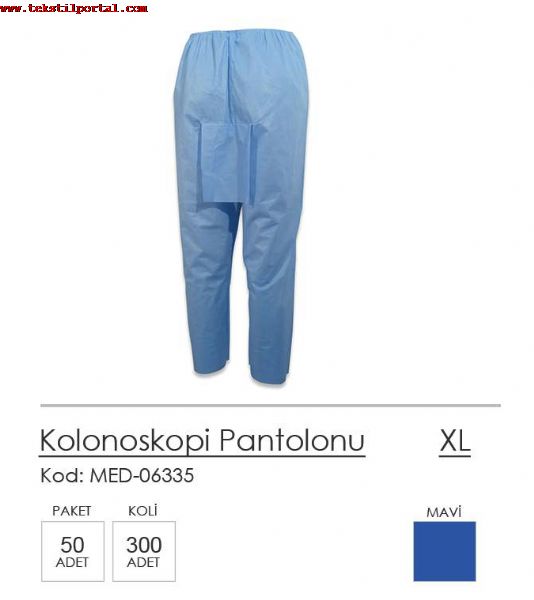 TEK KULLANIMLIK HASTA TEKSTLLER,  TEK KULLANIMLIK KOLONOSKOP PANTOLONU MALATYZ  0 506 909 54 19<br><br>TEK KULLANIMLIK KALTEL KOLONOSKOP PANTOLONU MALATIMIZ VAR<br>
Yksek kalite,  iyi fiyat<br>
Kolonoskopi Pantolonu (50 Adet)<br>
Kolonoskopi Pantolonu (300 Adet)<br>
