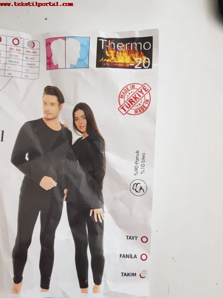 THERMAL UNDERWEAR SALES FROM PRODUCTION<br><br>thermal underwear set<br>
- 20 degrees<br>
Compatible for men and women<br>
90 Cotton<br>
10 Lycra<br>
Upper and lower set<br>
Top and bottom can be ordered separately.<br>
sizes<br>
S/M compatible<br>
L/XL compatible<br>
2XL/3XL compatible<br>
4XL/5xl compatible<br><br>Winter Thermal underwear manufacturer, Wholesale thermal underwear seller, Winter Thermal underwear exporter, Thermal winter underwear manufacturer, Wholesale winter thermal underwear seller, Thermal winter underwear exporter,