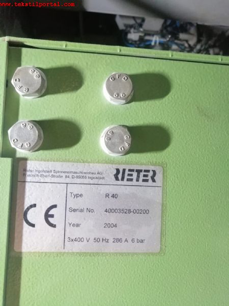 360 Eye Rieter R 40 Open End machine will be sold  +90 506 909 54 19 Whatsapp   <br><br>Attention to those looking for Rieter Open End machines for sale, Second hand Rieter R 40 Open End Machines!<br><br>
Riter R 40 Open End spinning machine for sale<br>
360 Eyes Open end machine<br>
33 Rotor Rieter R40 machine<br>
174 hot atoms<br>
2 robots Rotor end machine<br>
Acicilar zero d assembly