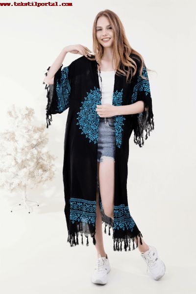 Unytex Yazlk Trend Siyah Kaftan Kimono -  Kuakl - El Basks Mavi Efes 1